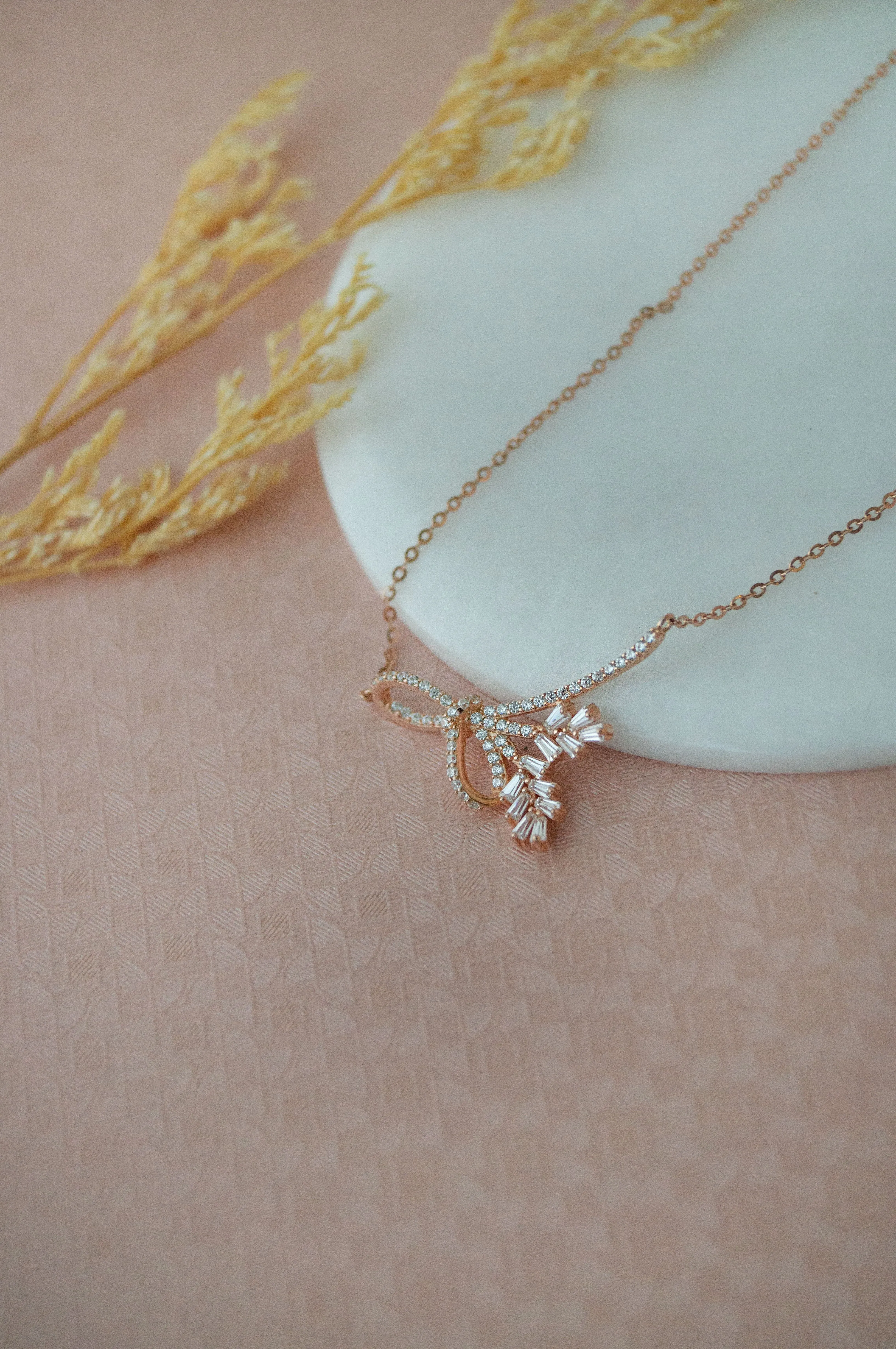 Luminous Knot Rose Gold Plated Sterling Silver Chain Necklace