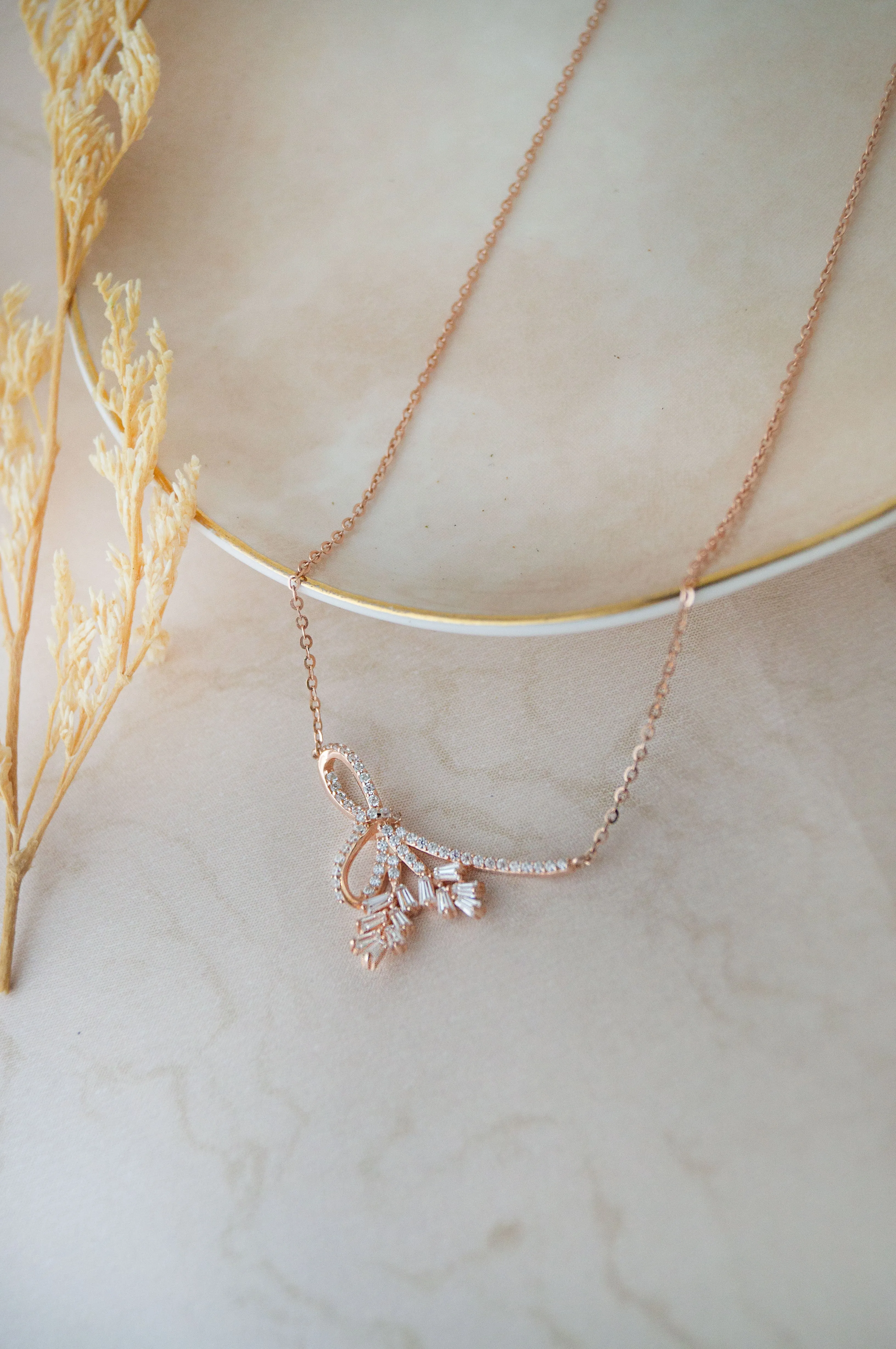 Luminous Knot Rose Gold Plated Sterling Silver Chain Necklace