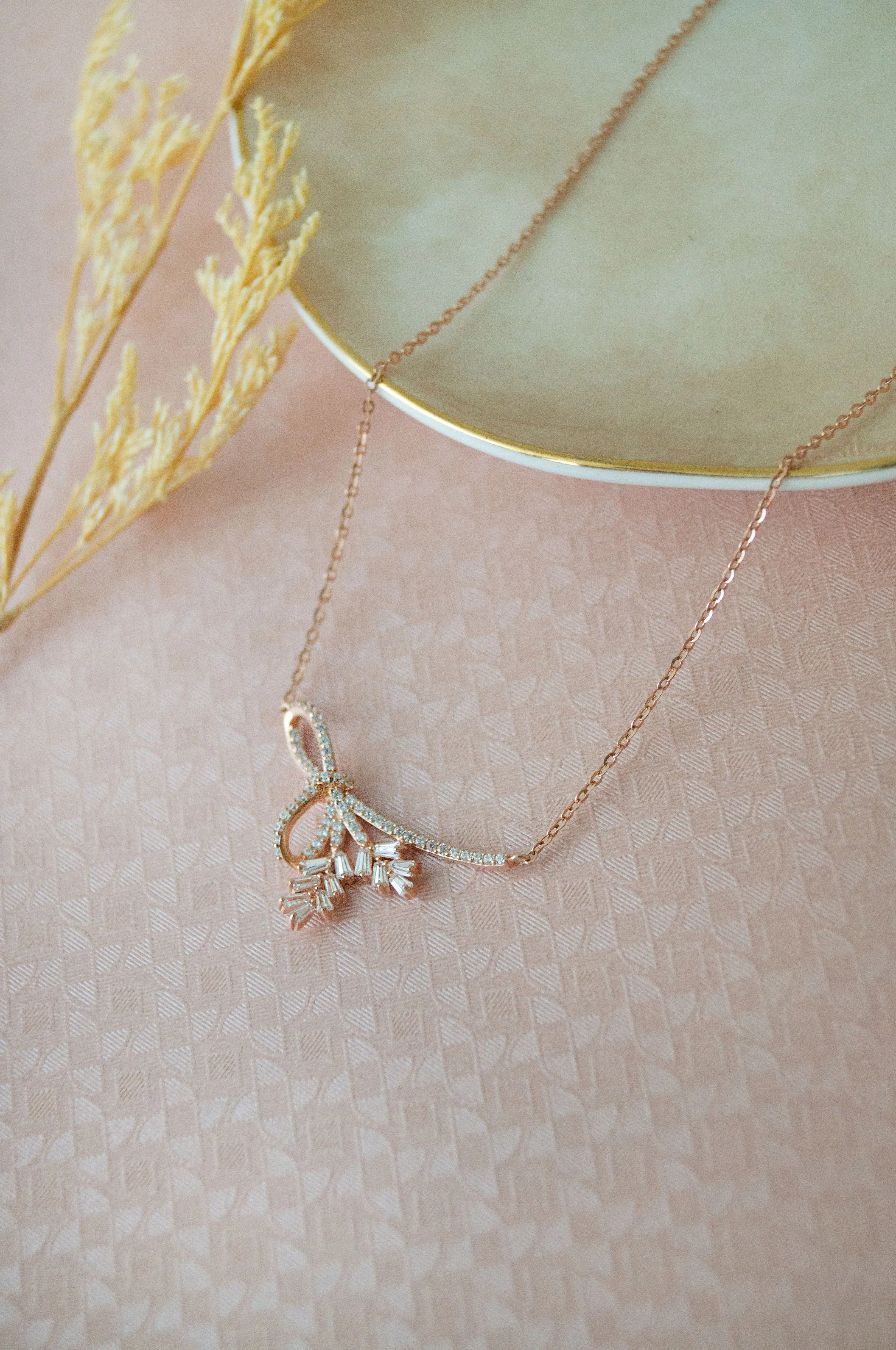 Luminous Knot Rose Gold Plated Sterling Silver Chain Necklace