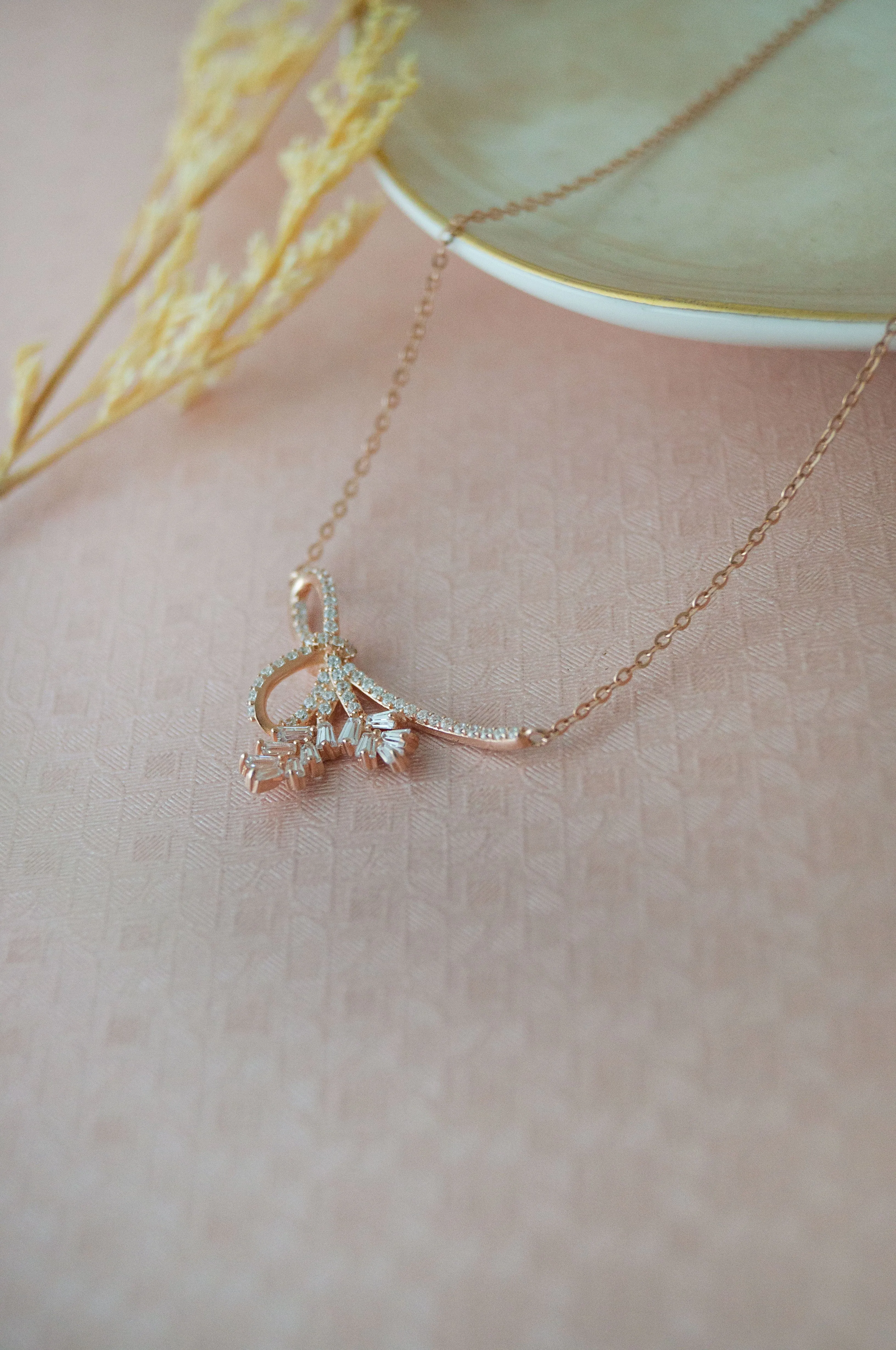 Luminous Knot Rose Gold Plated Sterling Silver Chain Necklace