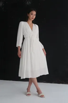 Madrid chiffon midi dress in white