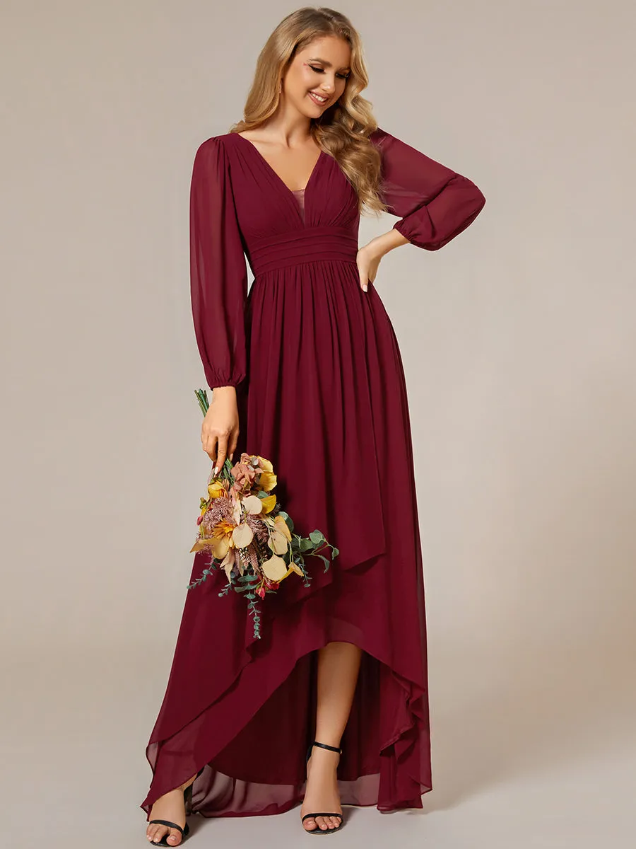 Maxi Long Chiffon Evening Dresses With Long Sleeves