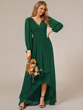 Maxi Long Chiffon Evening Dresses With Long Sleeves