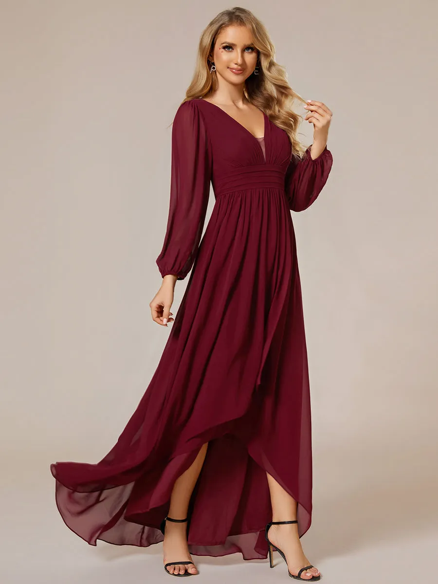 Maxi Long Chiffon Evening Dresses With Long Sleeves