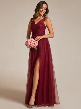 Maxi Spaghetti Strap Sequin Hollow Bridesmaid Dress