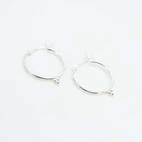 Medium Silver Hoops with Three Dots