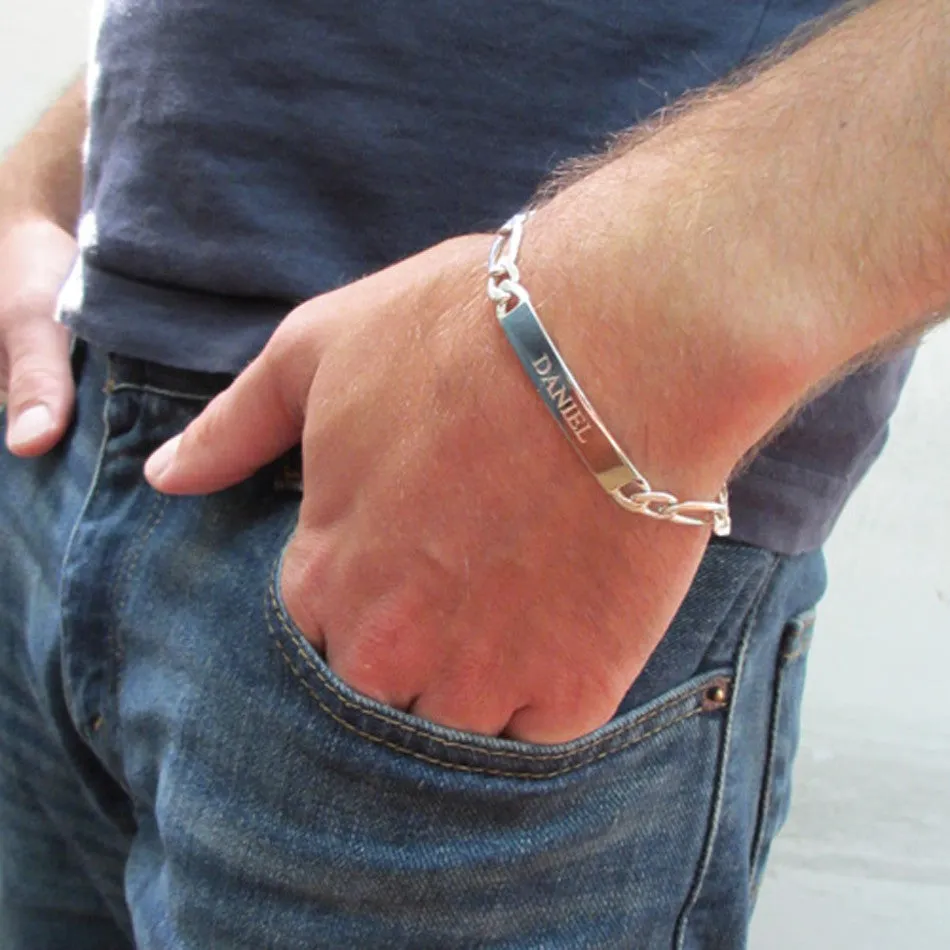 Mens Personalized Sterling Silver ID Bracelet