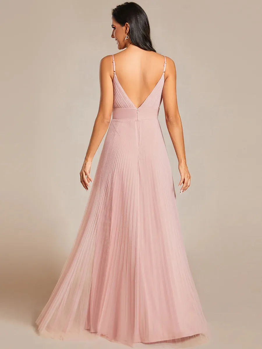 Mesh Contrast Bridesmaids Dresses With Spaghetti Straps