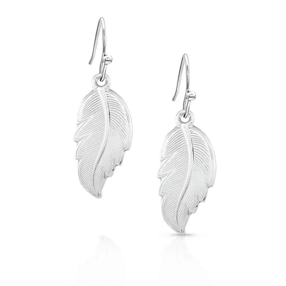 Montana Silversmiths Mountain Calling Feather Earrings