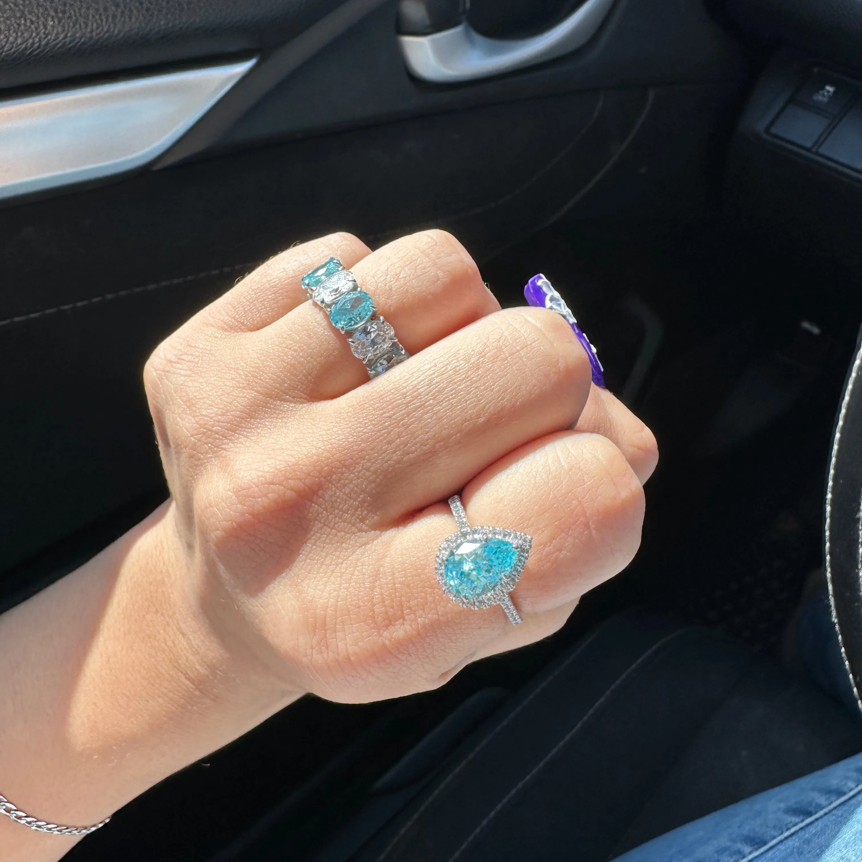 NISSI AQUAMARINE   MOISSANITE RING