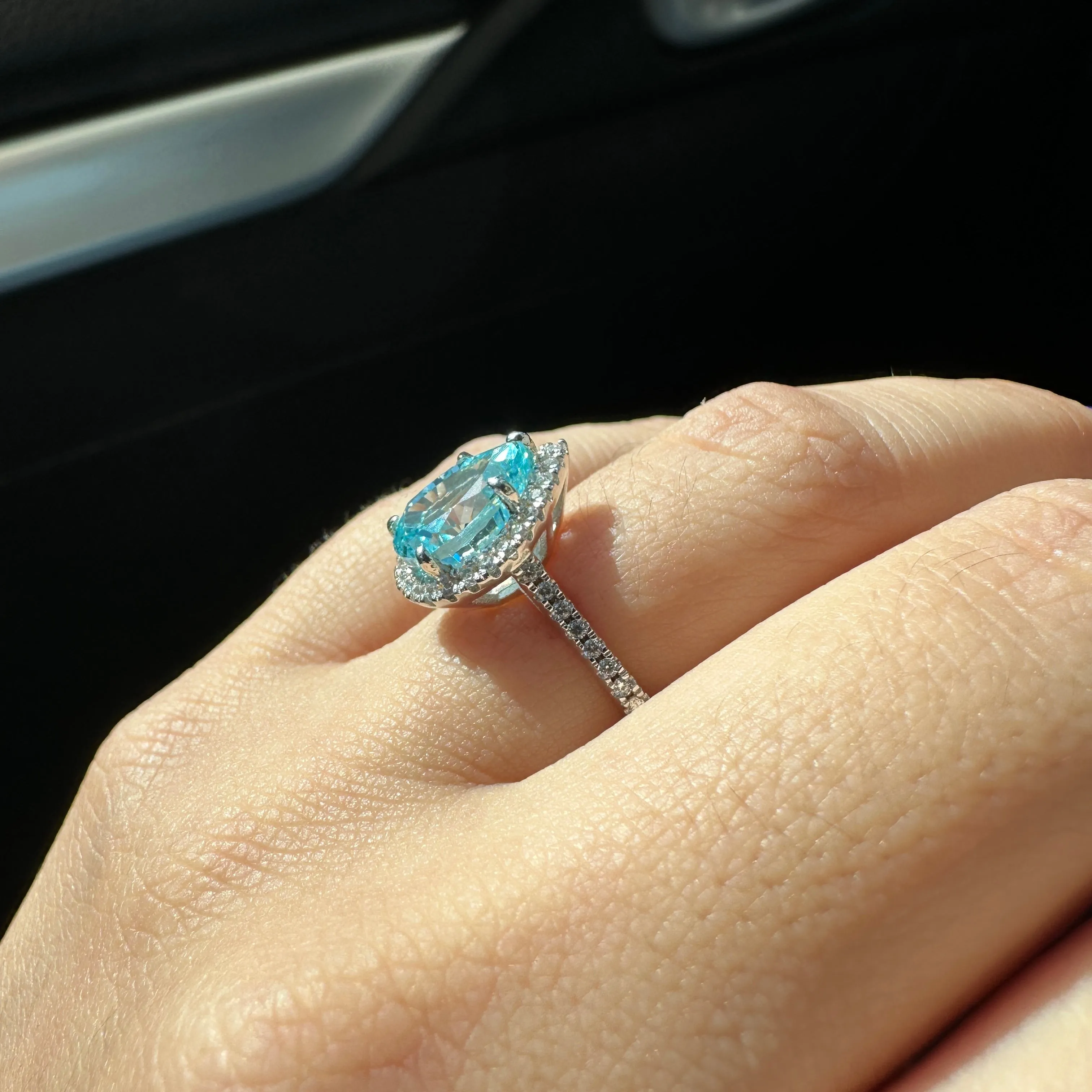 NISSI AQUAMARINE   MOISSANITE RING