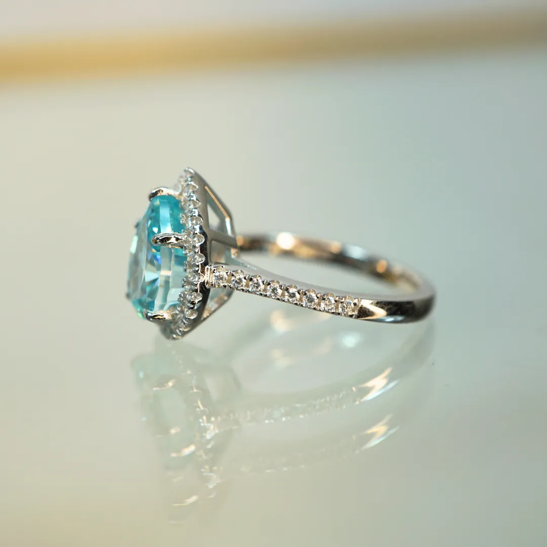 NISSI AQUAMARINE   MOISSANITE RING