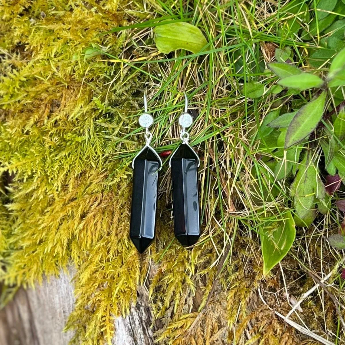 Obsidian Shield Earrings