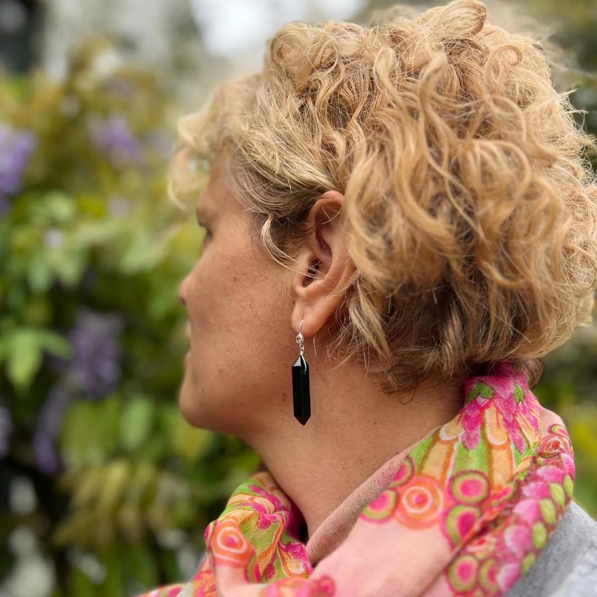 Obsidian Shield Earrings