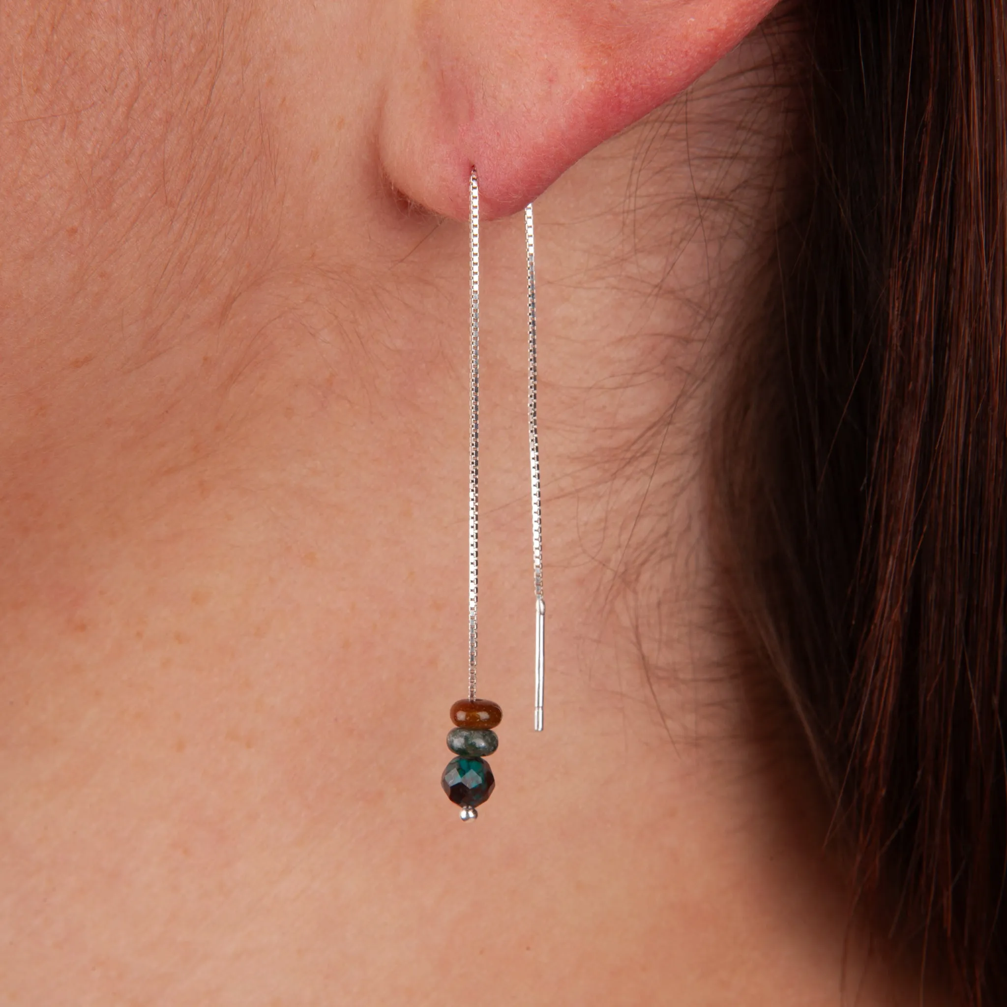 Ocean Jasper Disks Threader Earrings