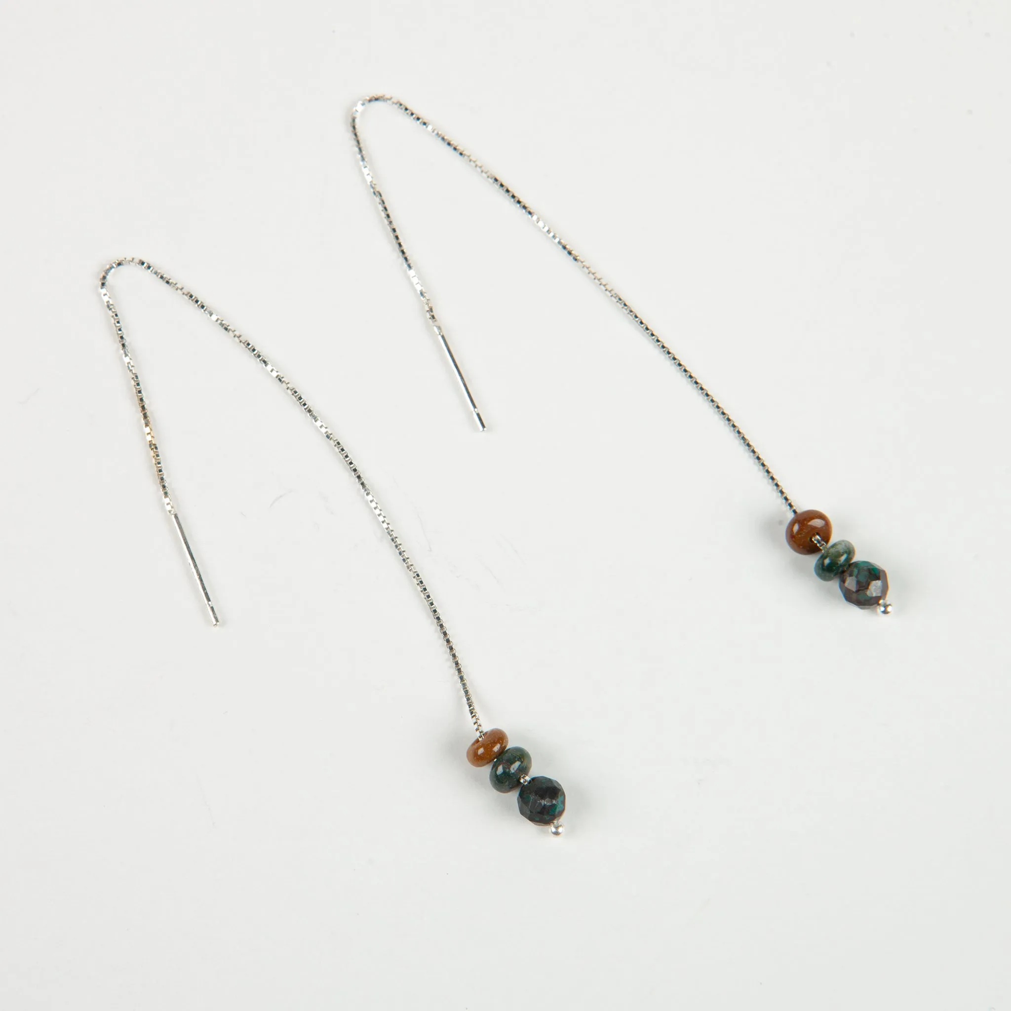 Ocean Jasper Disks Threader Earrings