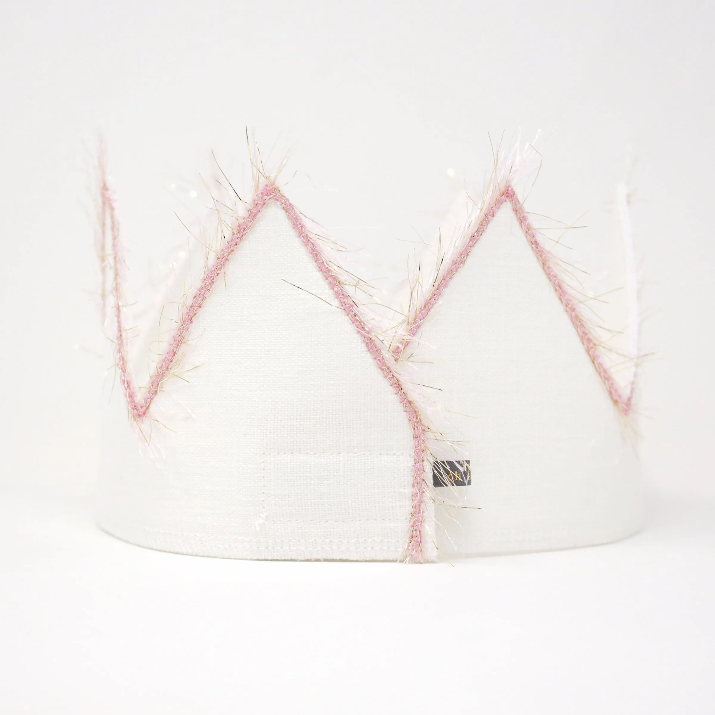 oh baby! Two Birthday Crown with Blush/Gold Trim on Oyster Linen