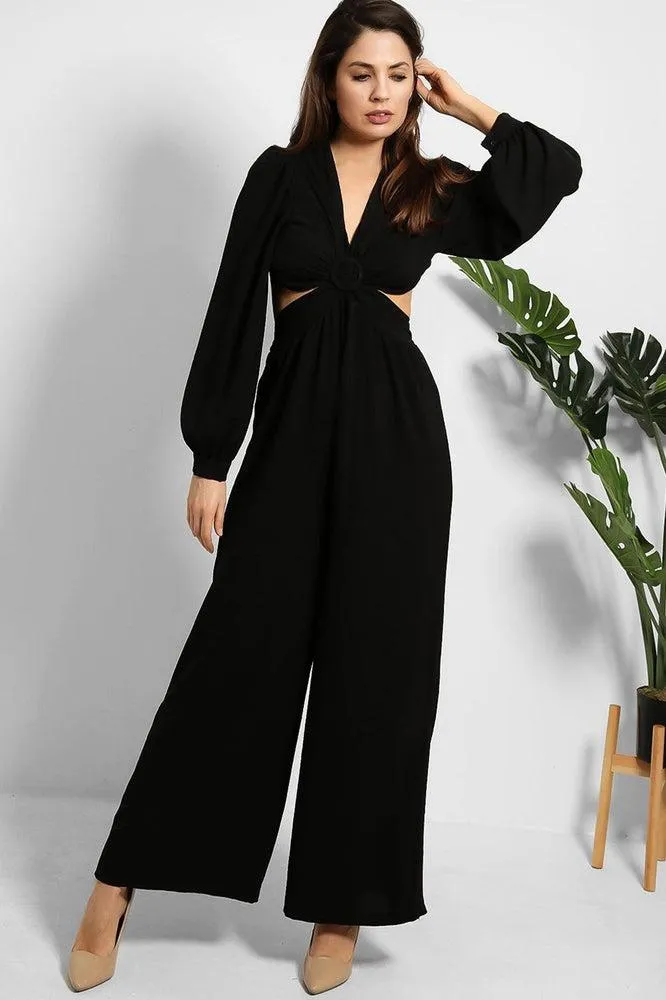 Open Back Cut Out Top Wide Leg Jumpsuit