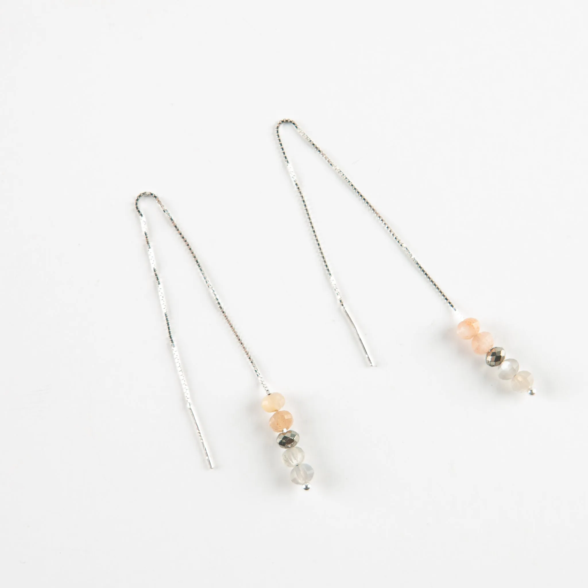 Peach Moonstone Threader Earrings