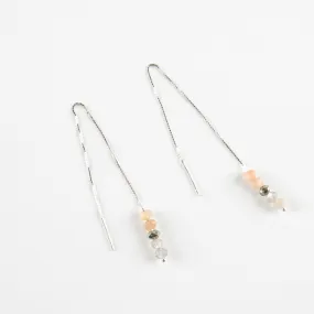 Peach Moonstone Threader Earrings