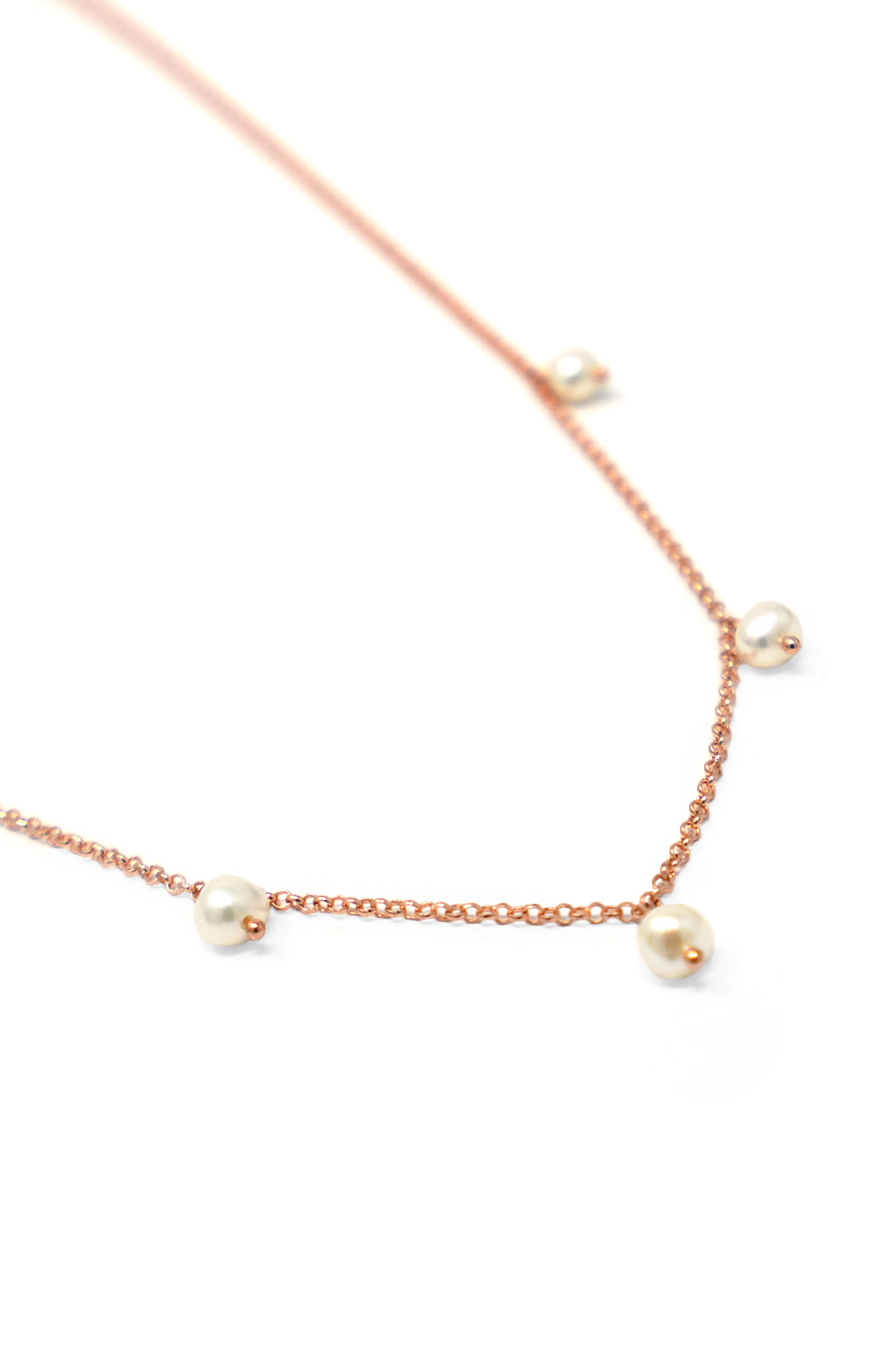 Pearl Charming Rose Gold Plated Sterling Silver Chain Necklace