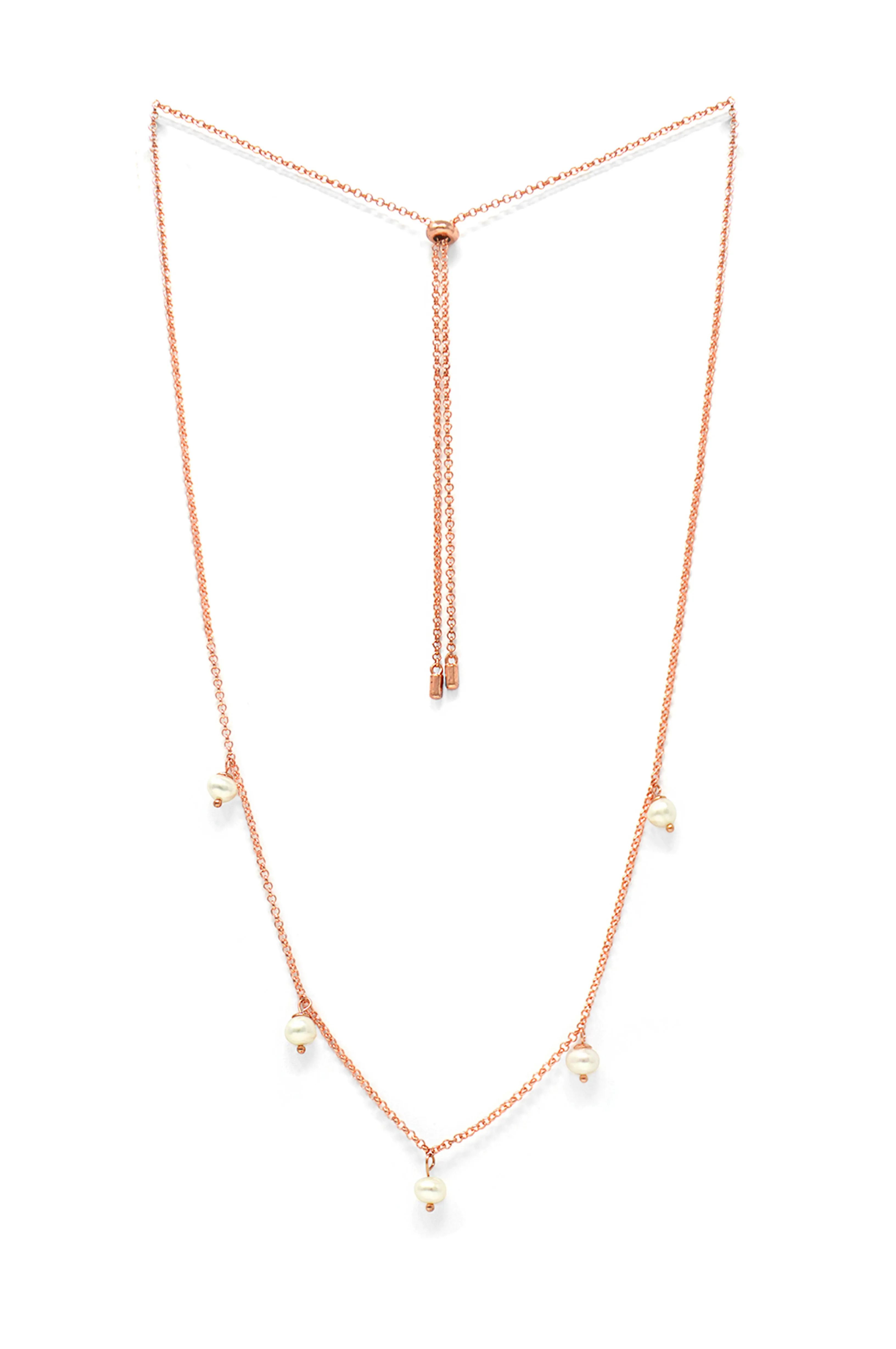 Pearl Charming Rose Gold Plated Sterling Silver Chain Necklace