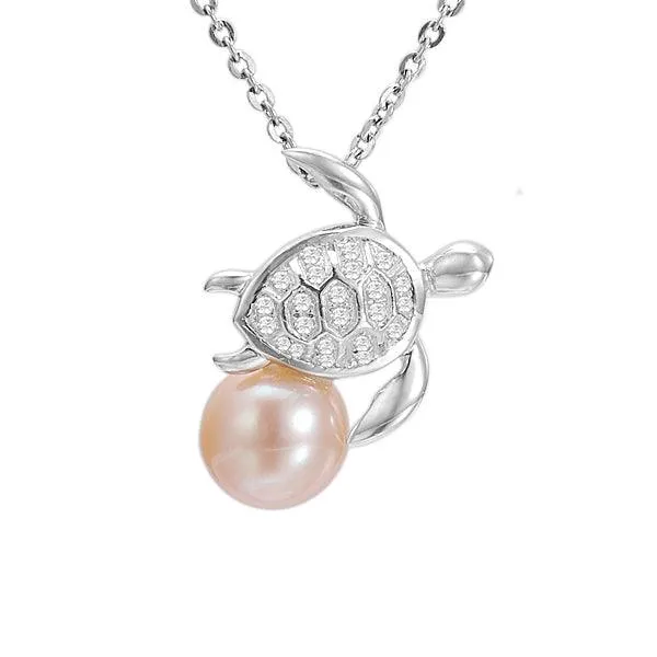 Pearl Pavé Swimming Honu Pendant