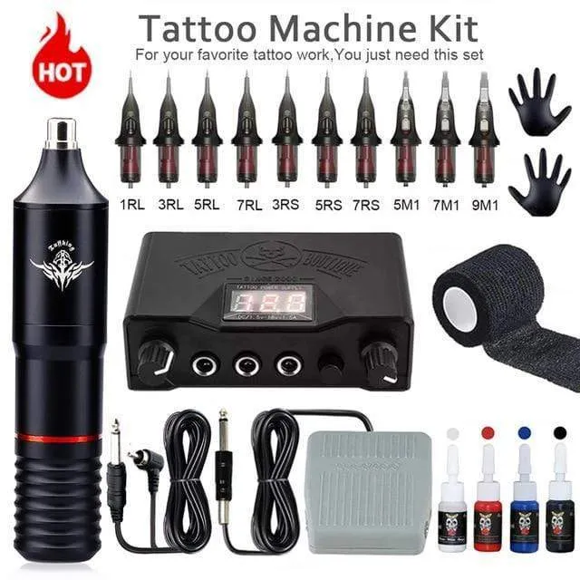 Professional Tattoo Machine Kit Complete Rotary Pen Set Tattoo Cartridge Needles For Permanent Makeup Eyebrow Tattoo Body Artist