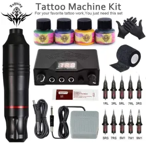 Professional Tattoo Machine Set Rotary Gun Tattoo Pen Cartridges Needles Sets Permanent Makeup Machine Body Art Tattoo Supplies