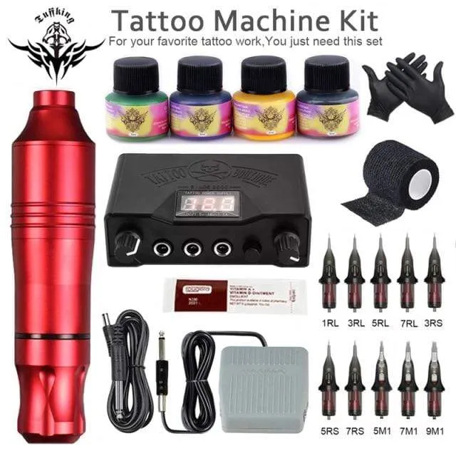 Professional Tattoo Machine Set Rotary Gun Tattoo Pen Cartridges Needles Sets Permanent Makeup Machine Body Art Tattoo Supplies