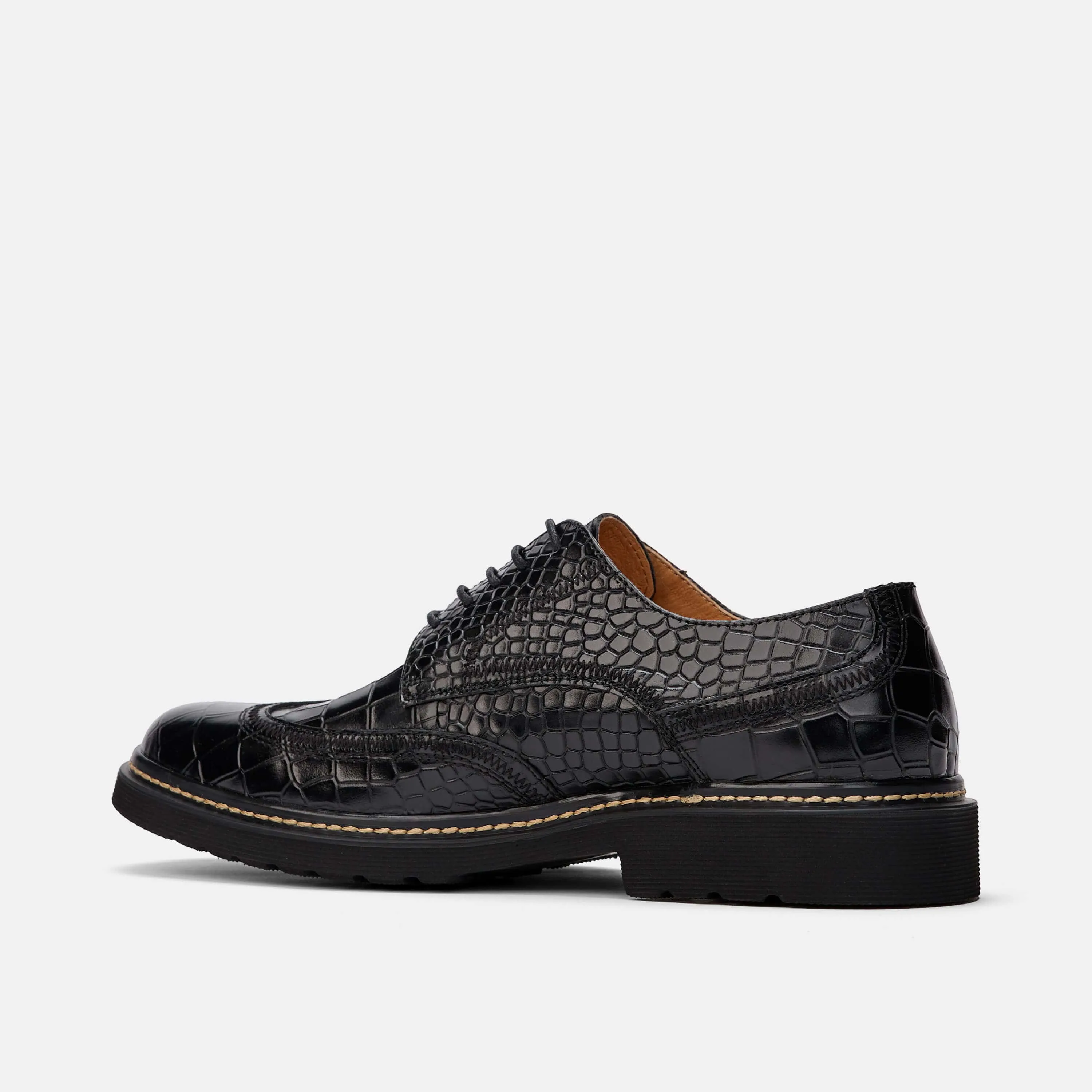 Roman Black Croc Leather Wingtip Sneakers