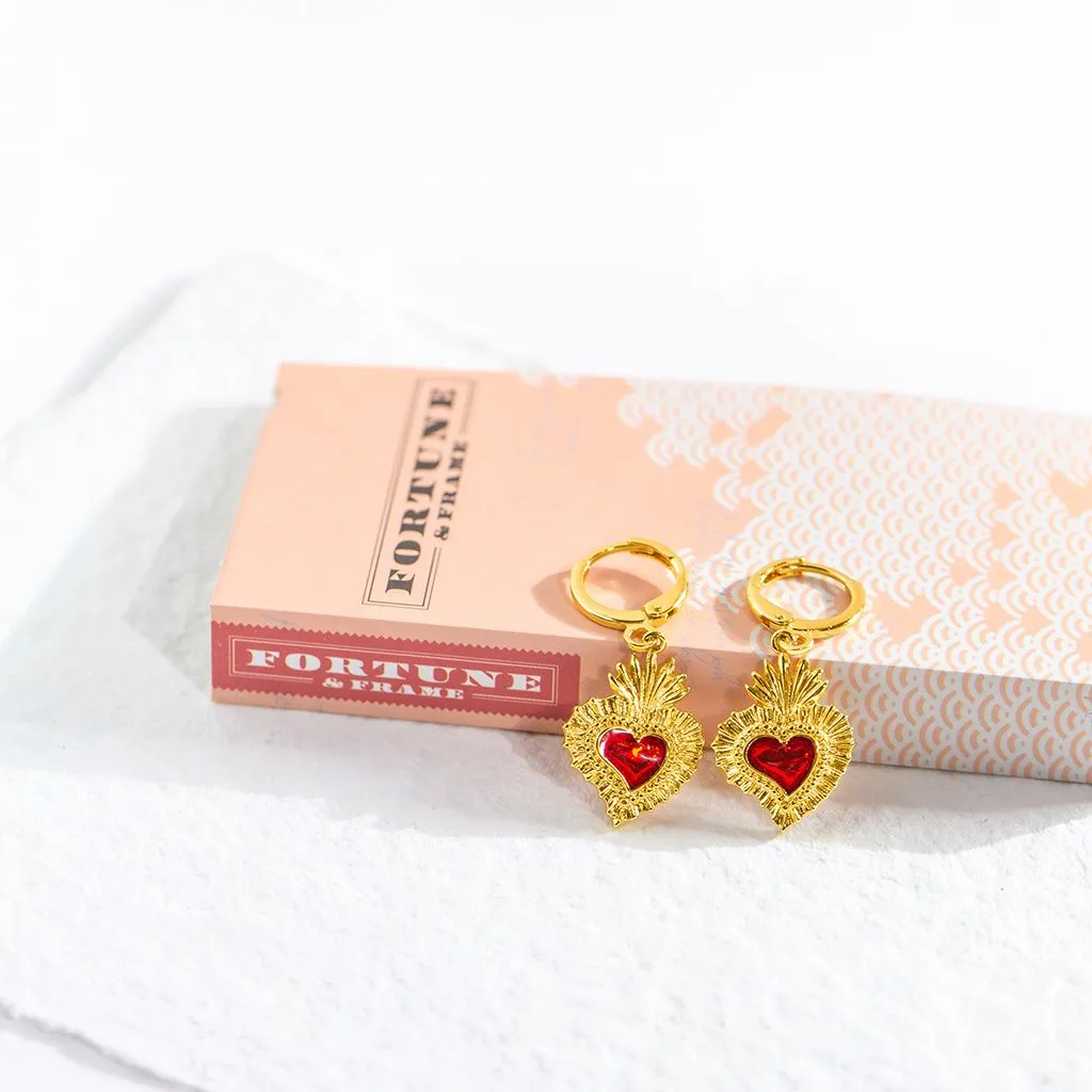 Sacred Heart Earrings - Gold