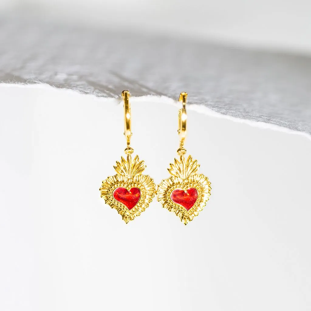 Sacred Heart Earrings - Gold