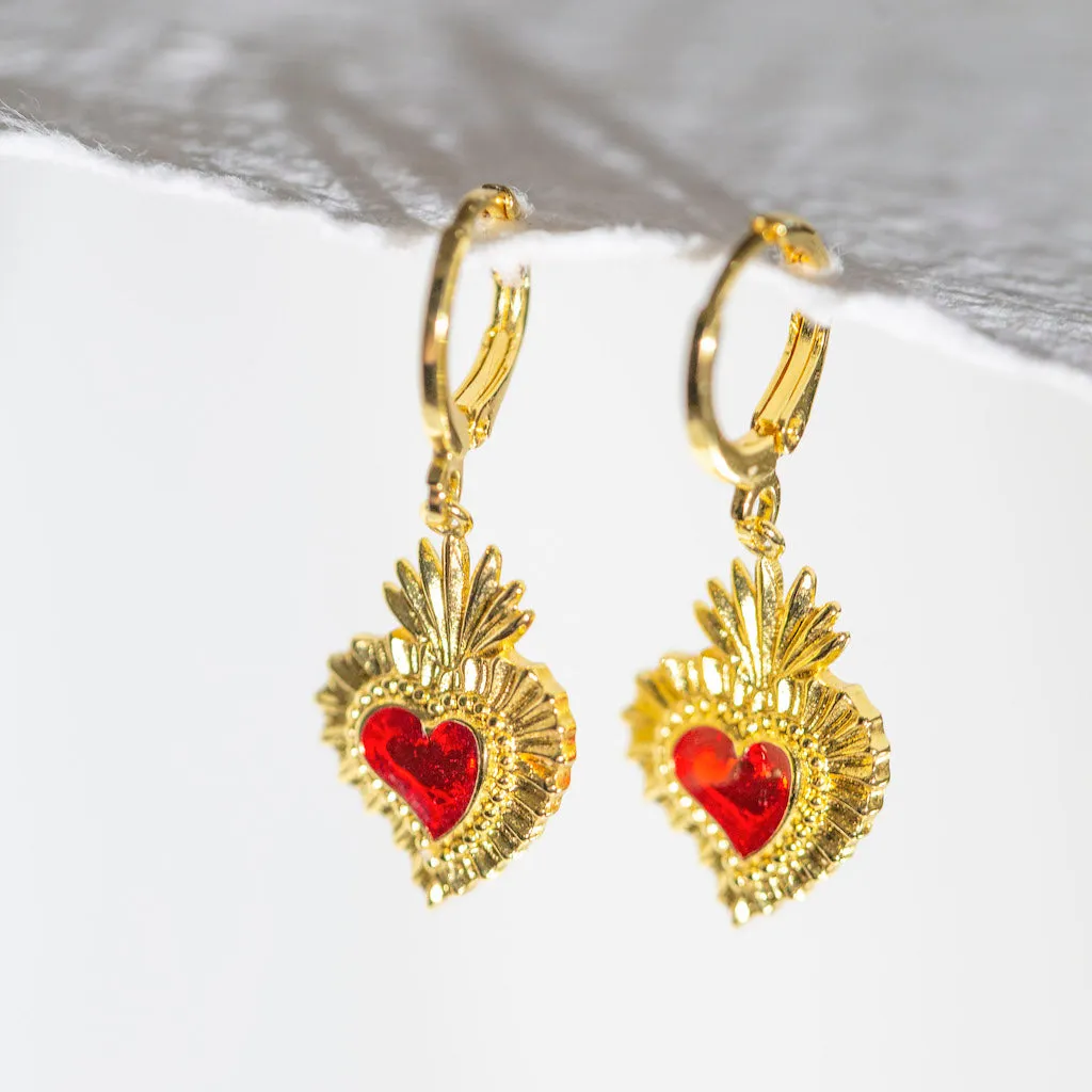 Sacred Heart Earrings - Gold