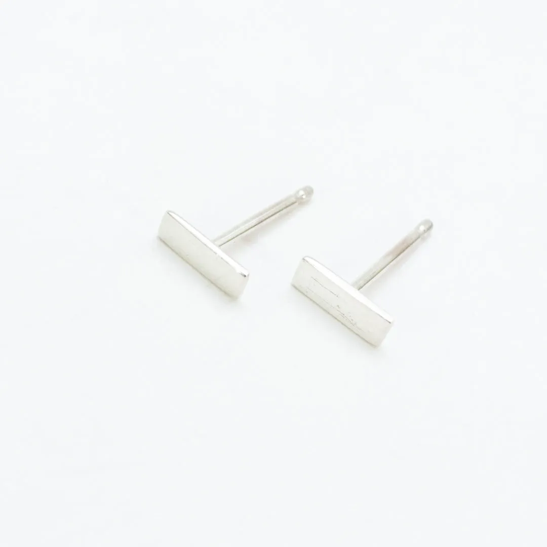 Silver Micro Rectangle Studs