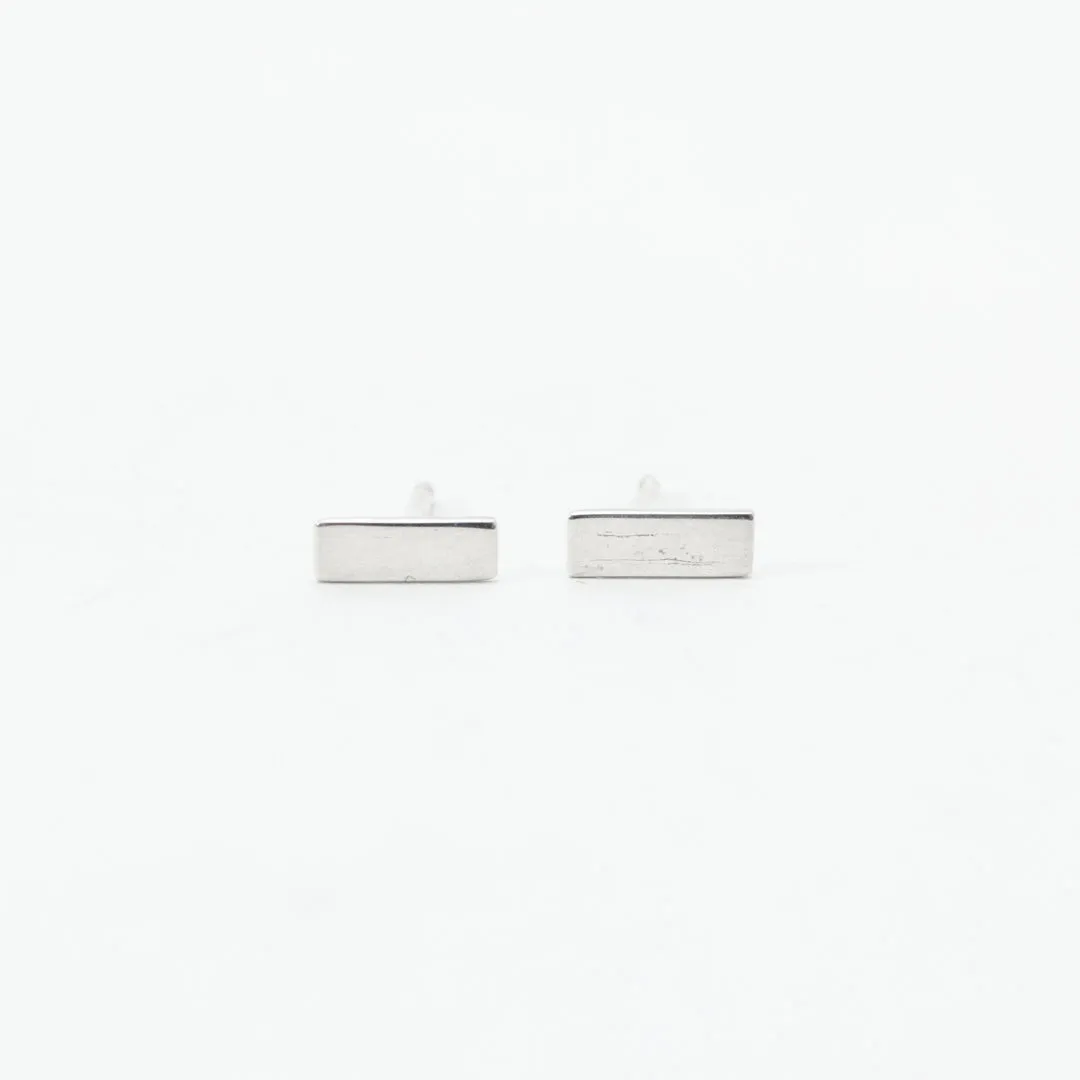 Silver Micro Rectangle Studs