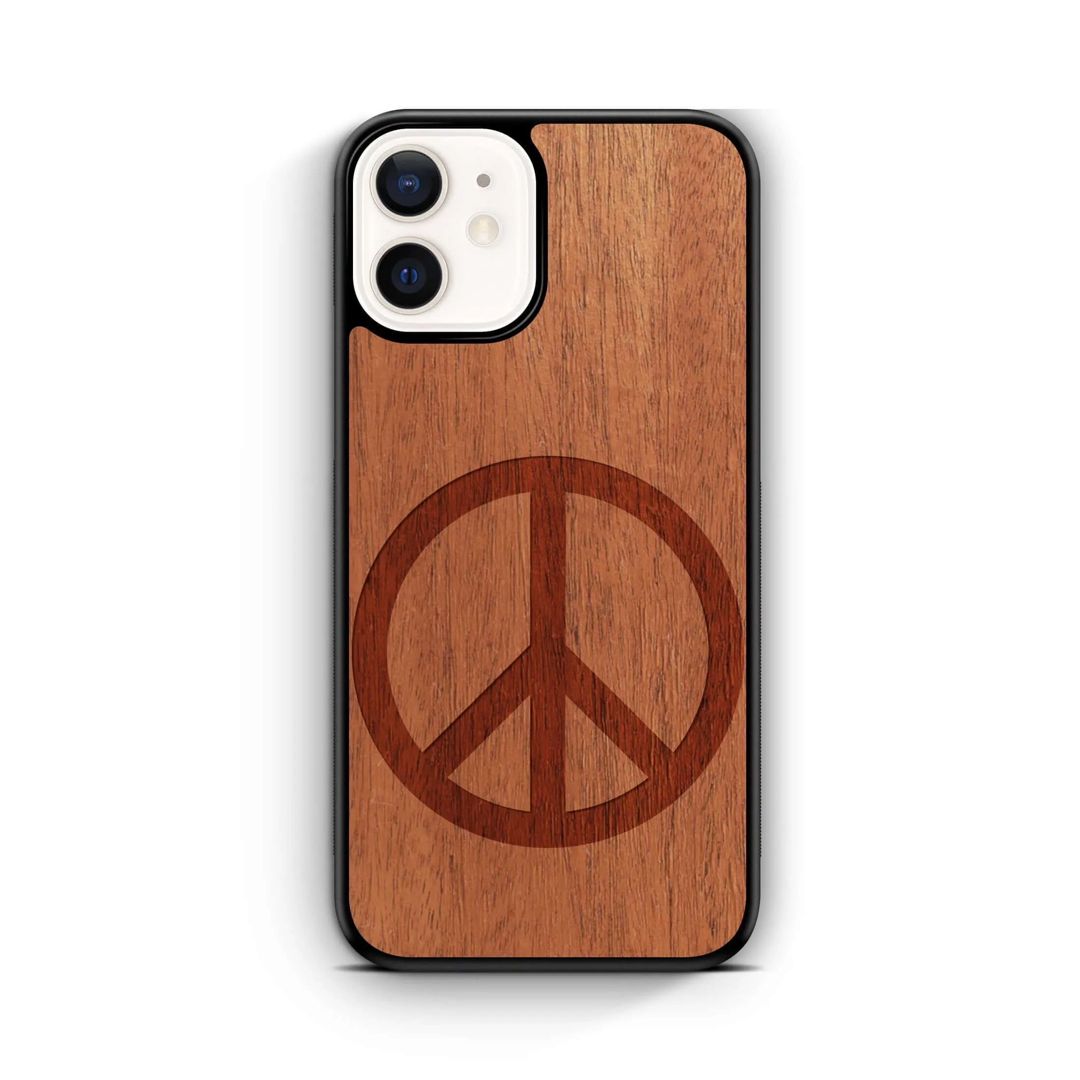 Slim Wooden Phone Case (Peace Symbol in Mahogany)