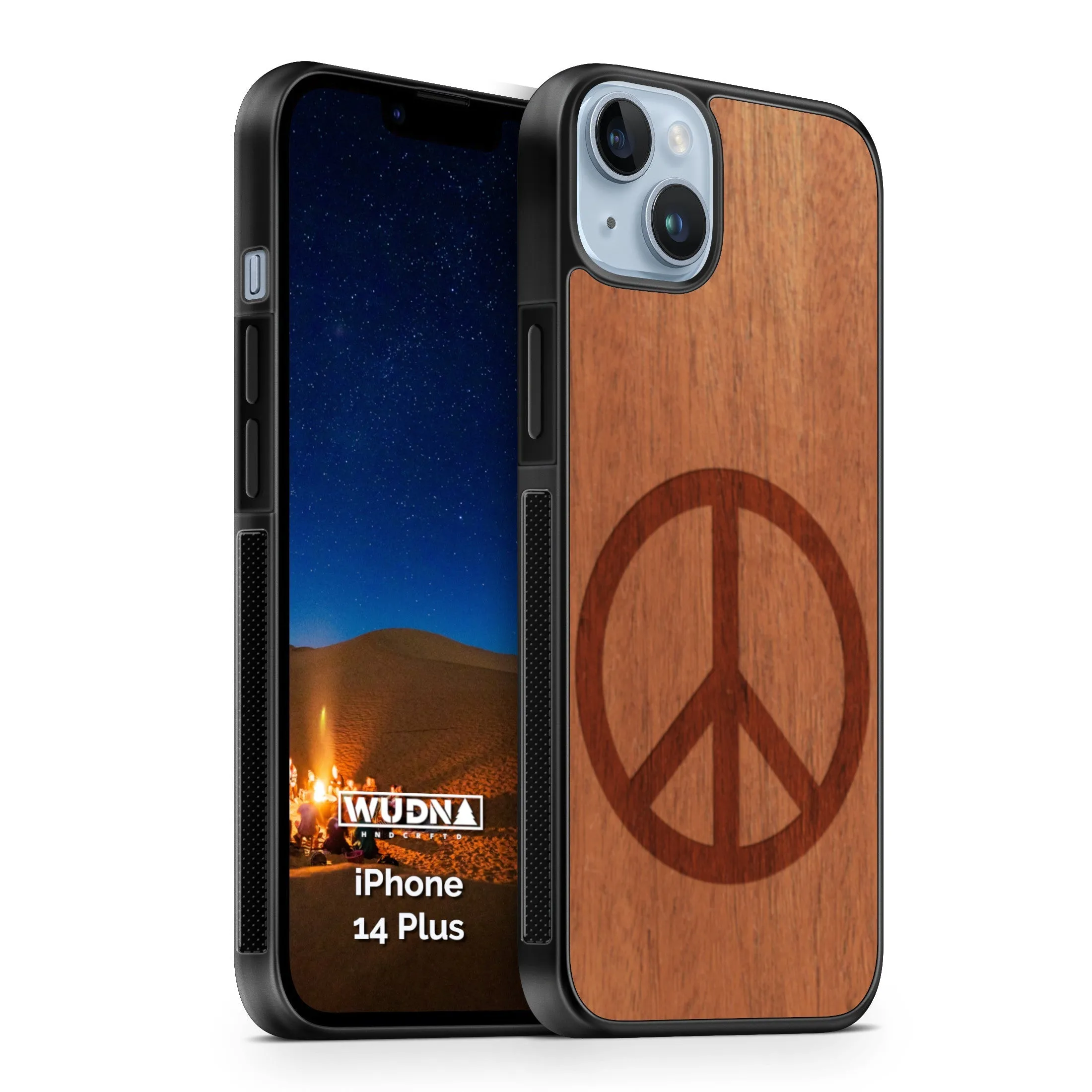 Slim Wooden Phone Case (Peace Symbol in Mahogany)