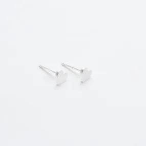 Small Brushed Silver Heart Studs