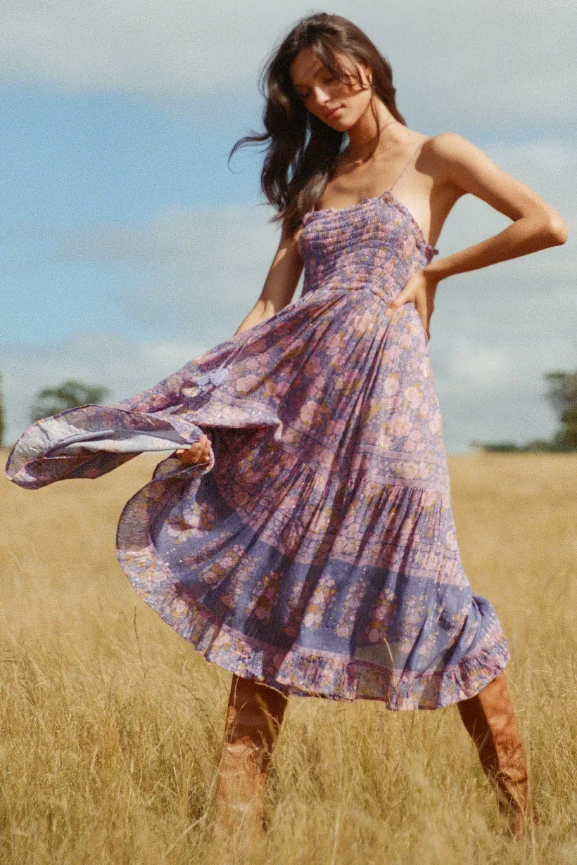 Spell & The Gypsy Juniper Shirred Strappy Dress Violet