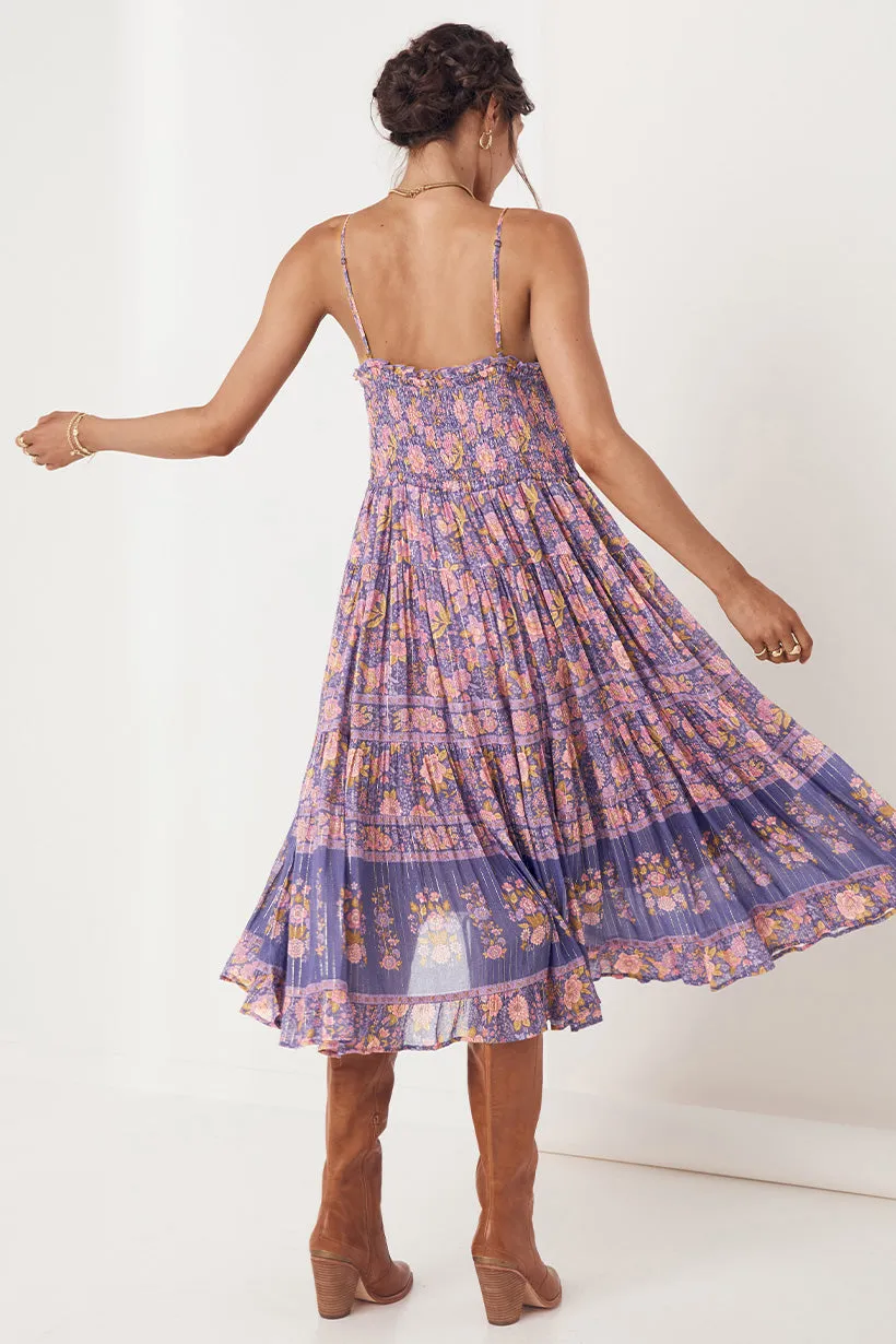 Spell & The Gypsy Juniper Shirred Strappy Dress Violet