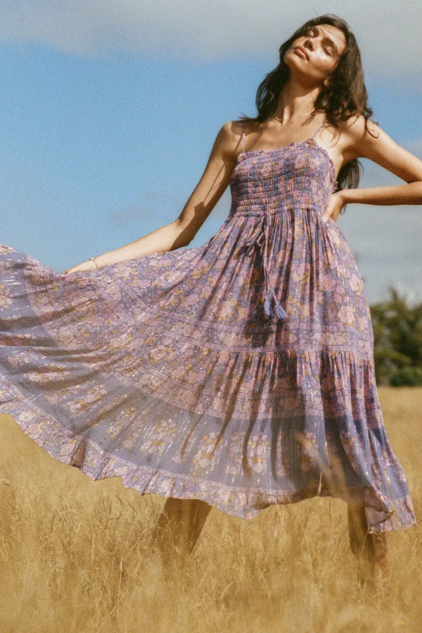 Spell & The Gypsy Juniper Shirred Strappy Dress Violet