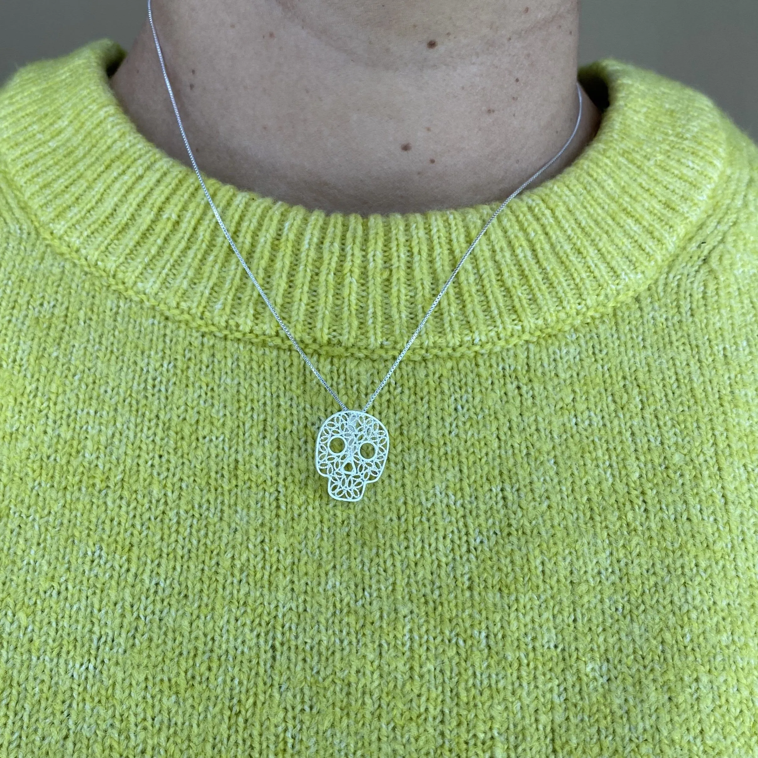 SUGAR SILVER SKULL MINI PENDANT FILIGREE