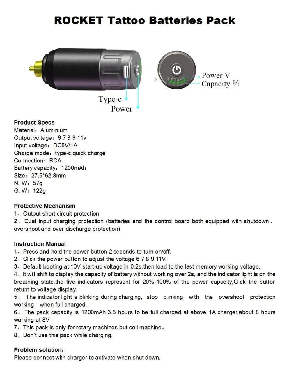 Tattoo Kit Rocket Mini Rotary RCA Battery Machine Pen With Powerful Tattoo Power Supply Mini Wireless Set  Makeup Tools