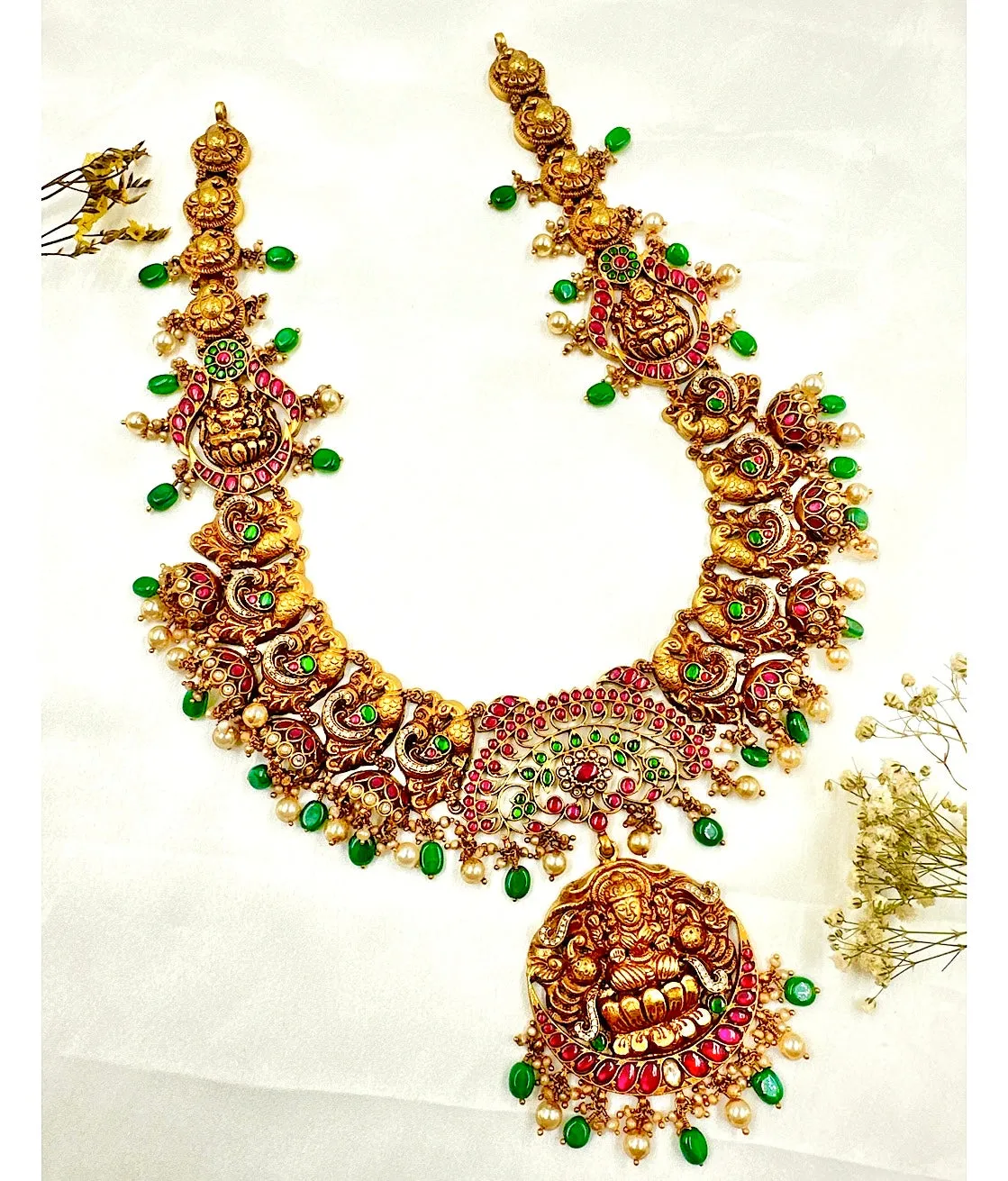 The Kamala Lakshmi Silver Kundan-Jadau Pearl Necklace