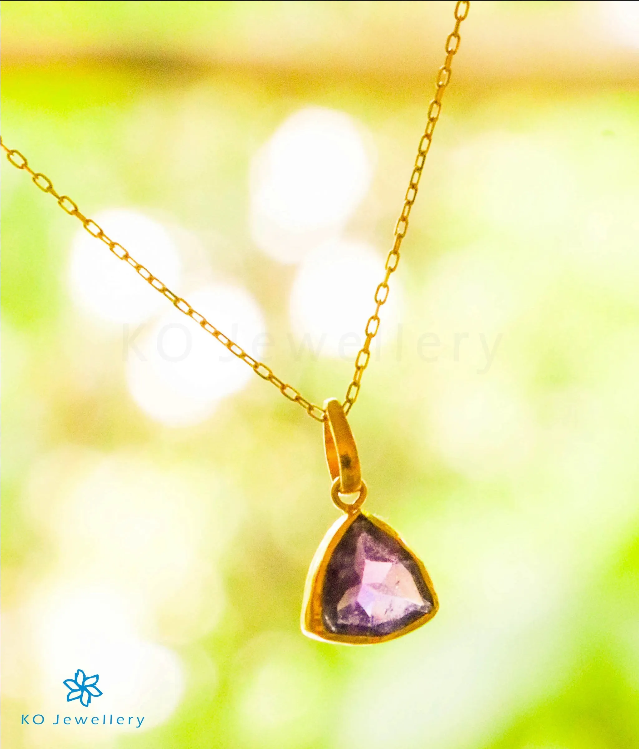 The Triad Amethyst Pendant in 22 KT Gold