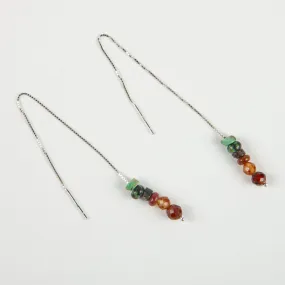 Turquoise & Hessonite Threader Earrings