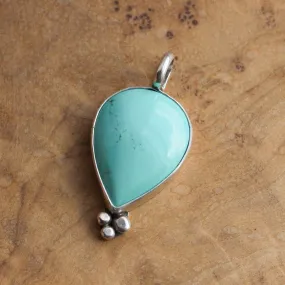 Turquoise Pendant - Turquoise Necklace - Upside down Teardrop - Silversmith