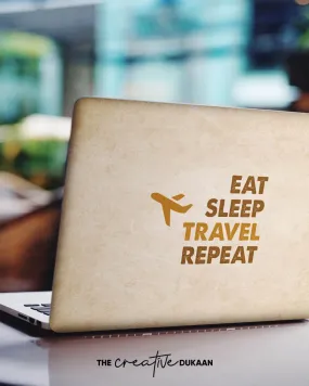 Unique Laptop Skin With "Eat Sleep Travel Repeat Quote"