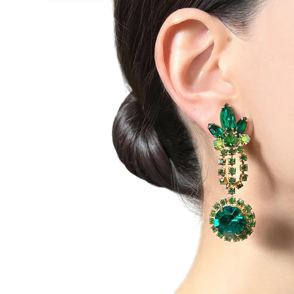 【USA輸入】ヴィンテージ JULIANA エメラルドビジュー イヤリング ネックレス セット/Vintage JULIANA Emerald Bijou Jewelry Set